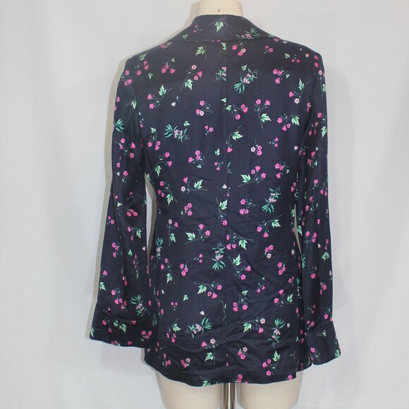 Racil Floral navy Floral front open Blazer Jacket 2 pockets size 36/small - Picture 5 of 8